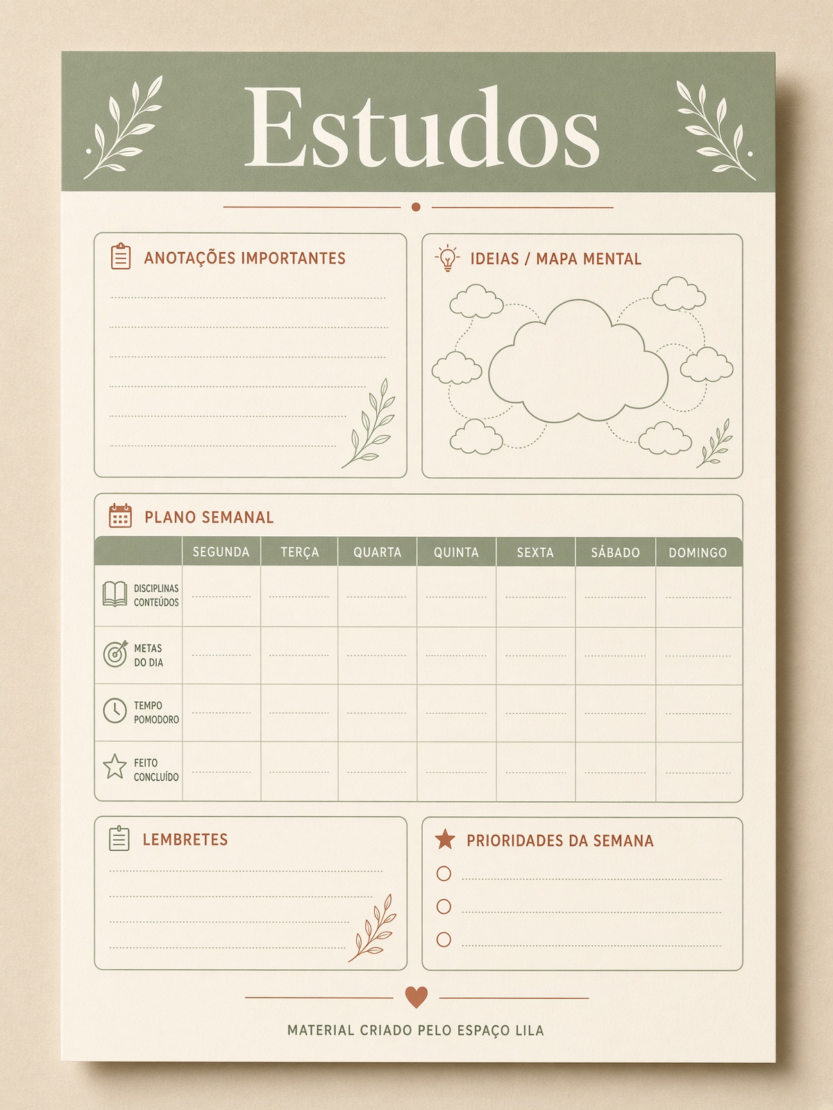 Organizar os estudos